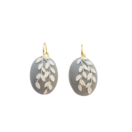 earrings steel clay grey flowers1